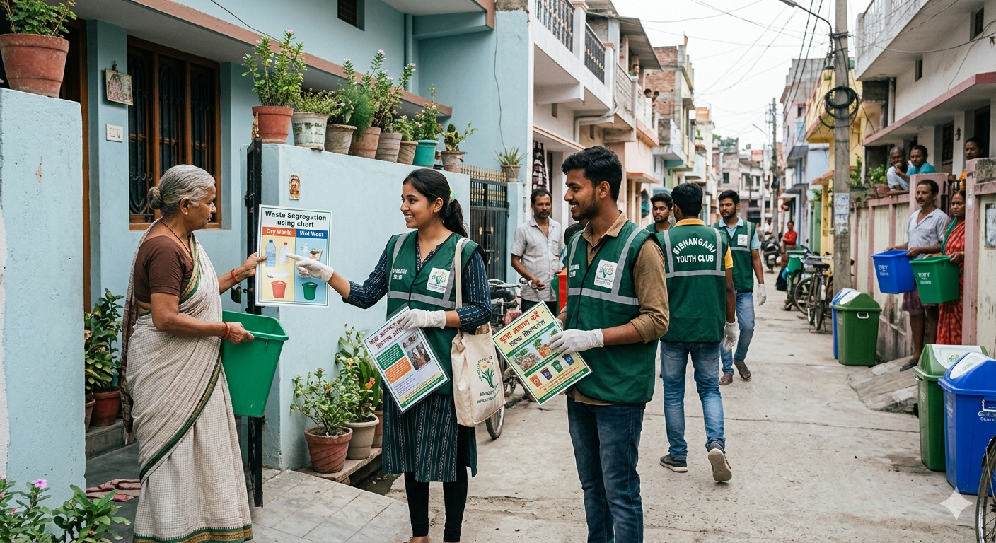 Group of young volunteers at a community mobilisation event